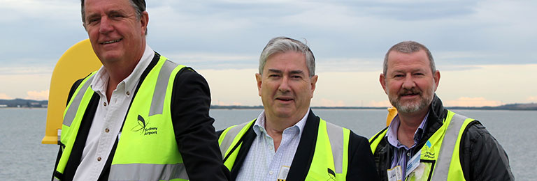 Deputy Mayor Greg Davies, Mayor Ross Fowler OAM and Councillor John Thain took a tour of Kingsford Smith Airport to learn more about the jobs and industries the new airport at Badgerys Creek will create.