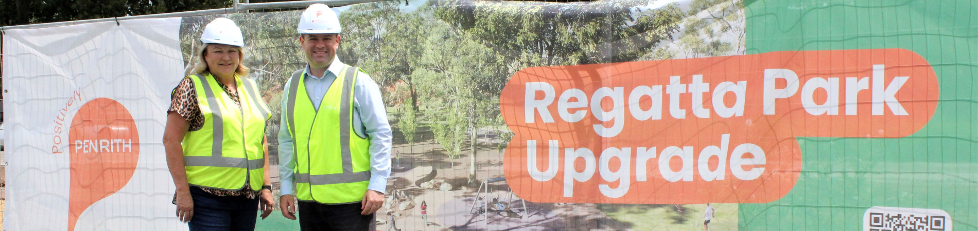 Penrith Mayor Tricia Hitchen and Member for Penrith Stuart Ayres at Regatta Park in Emu Plains.