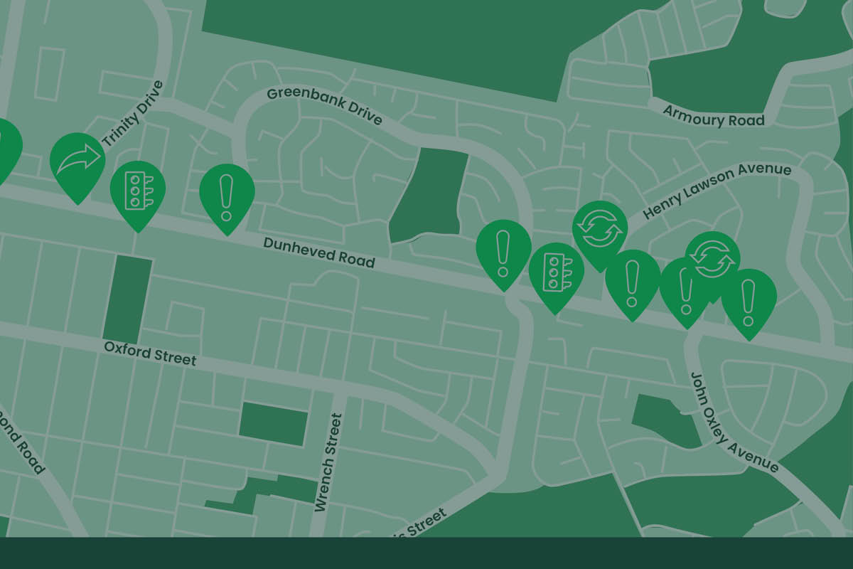 Map of planned upgrade locations along Denheved Rd