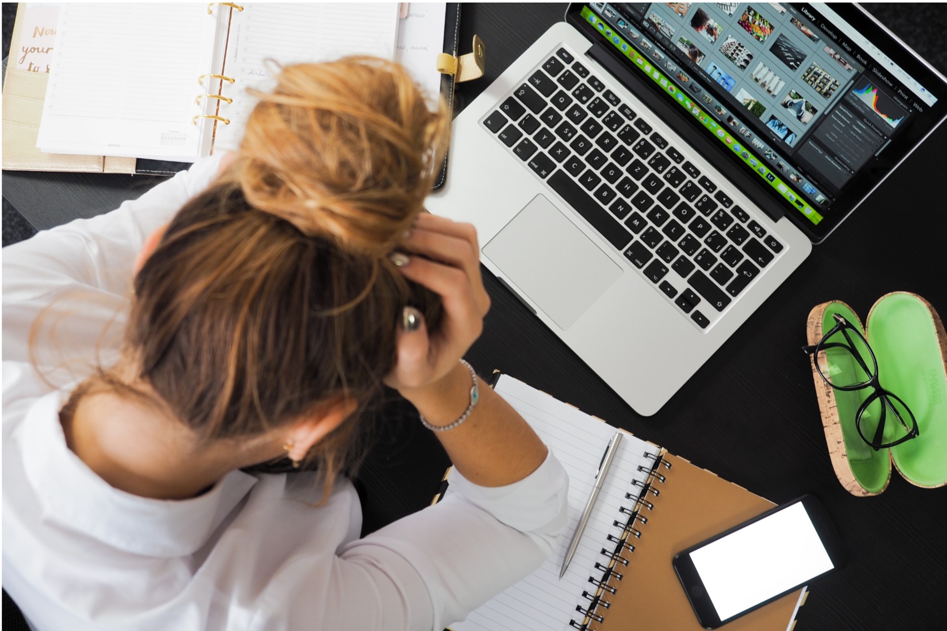 woman frustrated at desk