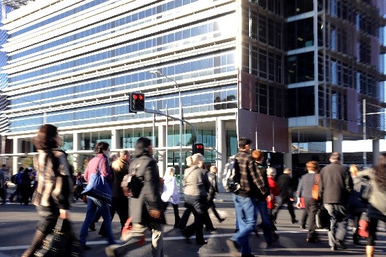 workers in the city centre