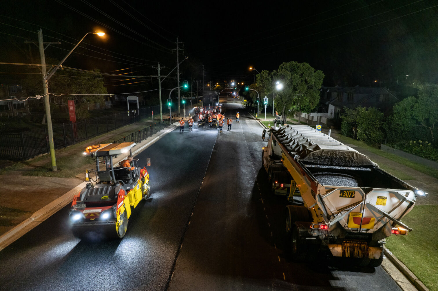 construction vehicles on a road